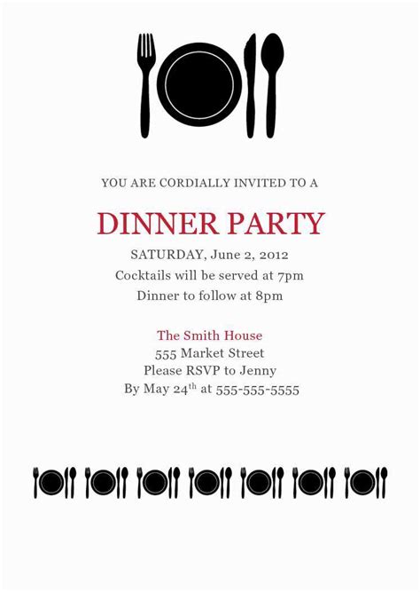 Dinner Invitation Email Example Cards Design Templates