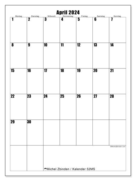 Kalender April 2024 Hochformat Ms Michel Zbinden At