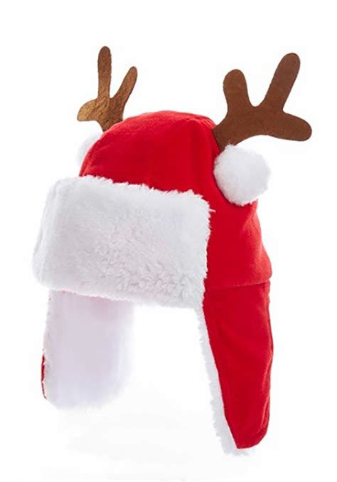 7 Inch Red Christmas Hat With Antlers