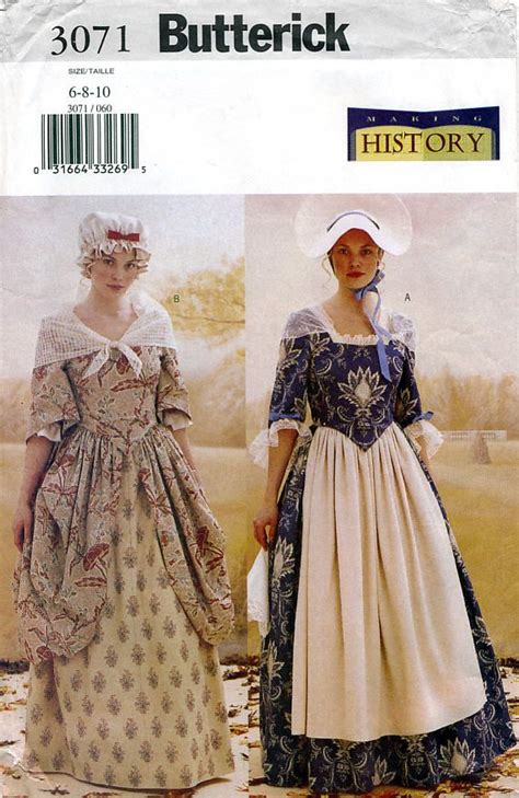 Butterick History 3071 Sewing Pattern For Misses Colonial Etsy