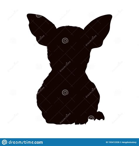 Chihuahua Dog Silhouette Outline Hand Drawn Vector Illustration For