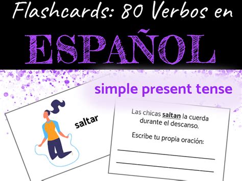 Flashcards 80 Verbos En Español Presente Simple Teaching Resources