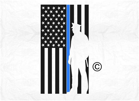 Police Thin Blue Line Flag Svg Clipart Cut Files Silhouette