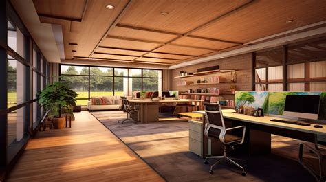 3d Rendering Of Modern Office Interior Design Background Home Design