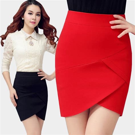 Buy Pencil Skirt Mini High Waist Women Skirt Black Red