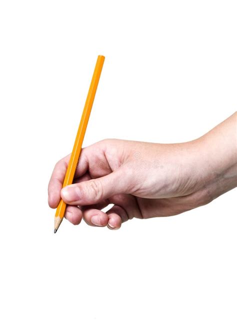 Hand Holding A Pencil Stock Image Image Of Diagonal 14680235