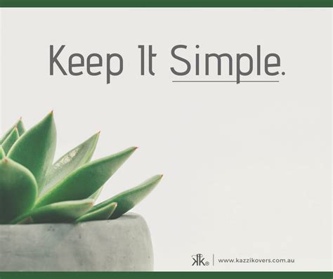 A Green Plant Sitting In A White Pot With The Words Keep It Simple Above It
