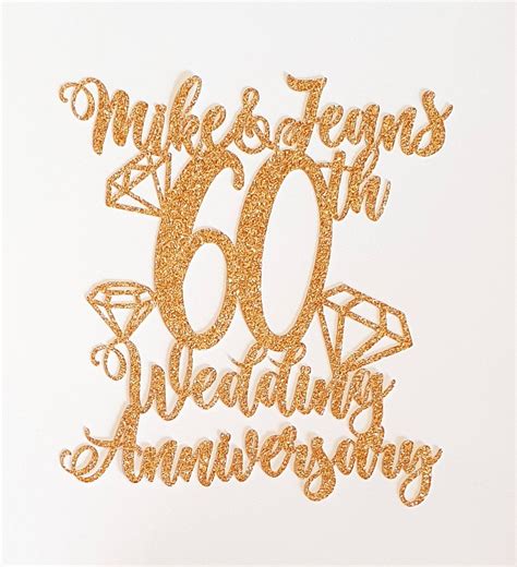 60th wedding anniversary cake topper diamond wedding etsy uk