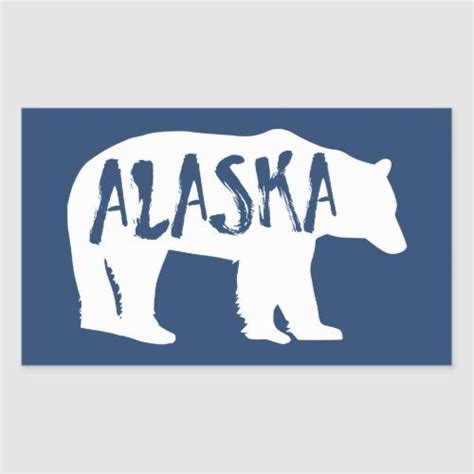 Alaska Bear Rectangular Sticker Country Stickers Alaska Print Stickers