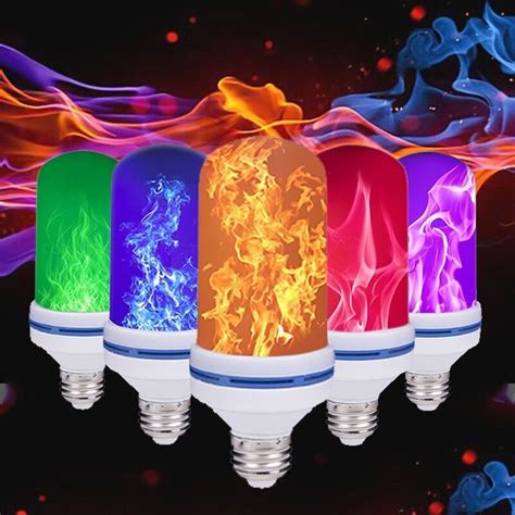 Sayfut Led Flame Effect Fire Light Bulbs 4 Modes With Upside Down