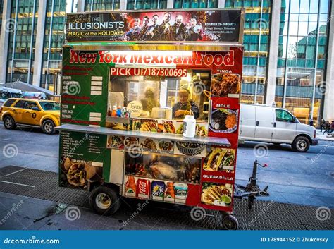 Street Food Vendor Cart In Manhattan Editorial Photography Image Of