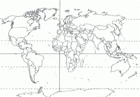 Mapa Mundi Mudo Con Líneas Imaginarias
