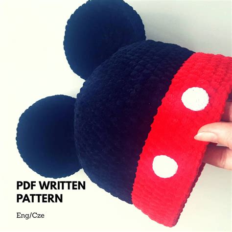 Crochet Mickey Mouse Hat Written Pattern Pdf Download Etsy