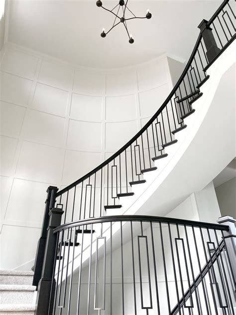 • last updated 3 weeks ago. Benjamin Moore Bright White The black staircase railing is beautifully contrasted by a custom ...