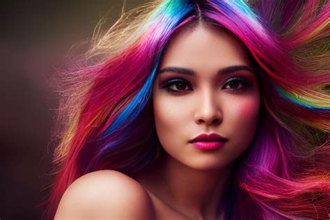 Beautiful Rainbow Haired Women From Around The World Rmidjourney