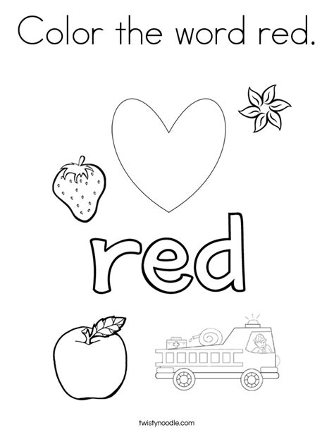 You should use these picture for backgrounds on pc with high quality resolution. Color the word red Coloring Page - Twisty Noodle