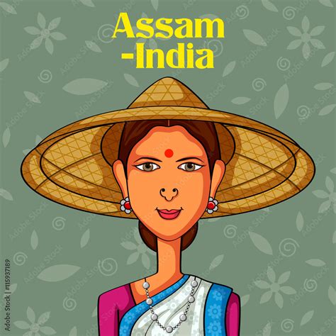 Assamese Woman In Traditional Costume Of Assam India Stock Vector