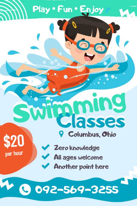 Swimming Lessons Poster Template Postermywall