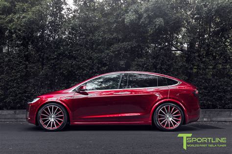 Signature Red Tesla Model X With Custom Signature Red 22 Inch Mx114 Fo