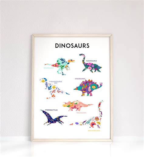 dinosaurs nursery wall art floral dinosaurs print for girls etsy dinosaur nursery nursery