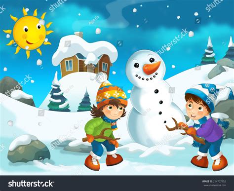 Winter Cartoon Illustration For The Children 214707952 Shutterstock