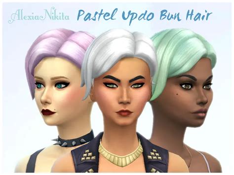 Sims 4 Hairs The Sims Resource Pastel Updo Bun Hair Recolored By Vrogue