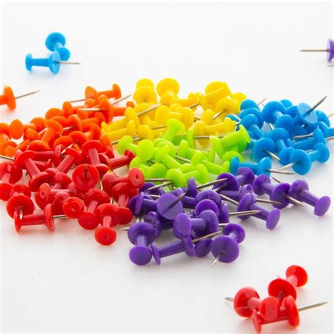Assorted Color Push Pins 100 Pack Crown Office Supplies