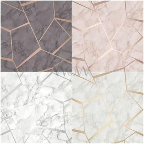 Fine Decor Fractal Marble Geometric Metallic Wallpaper Ebay