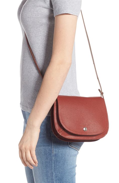 Longchamp Small Le Foulonne Leather Crossbody Bag In Chestnut Brown