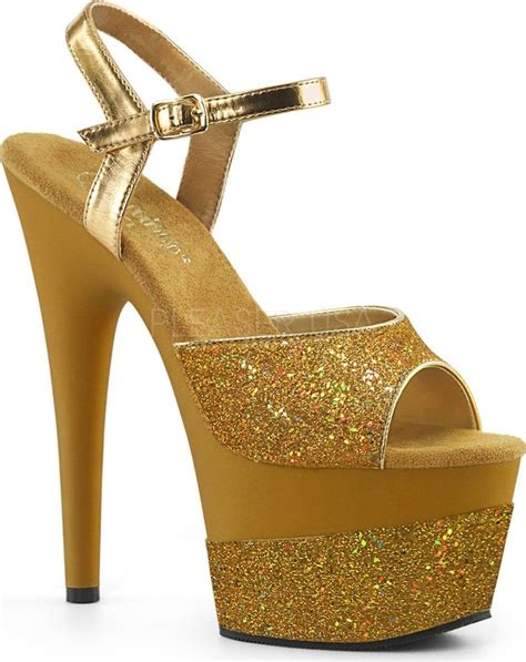 Pleaser Adore 709 2g Gold Multi Glittergold Multi Glitter Neon Heels