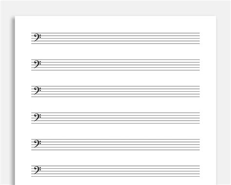 Printable Bass Clef Sheet Music For Lettera4 Blank Music Etsy In