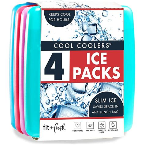 Fit And Fresh Cool Coolers Slim Reusable Ice Packs For Lunch Boxes Lunch
