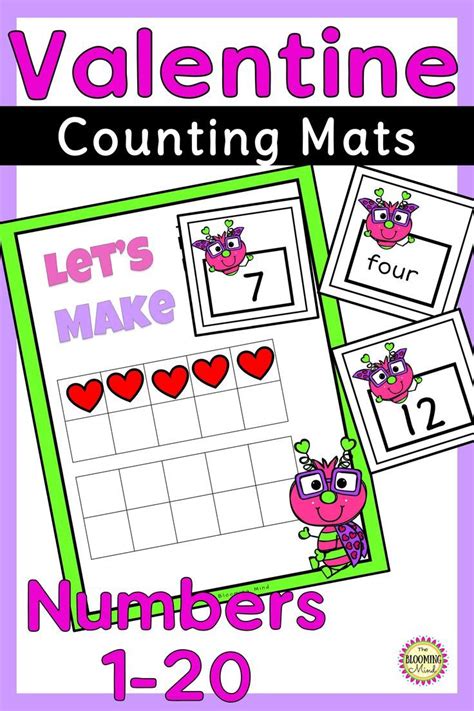 Valentines Day Math Counting Mats Easy Math Centers Math Valentines