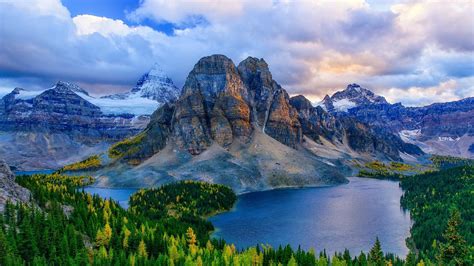 Wallpaper Canada Alberta Mountains Lakes Forest