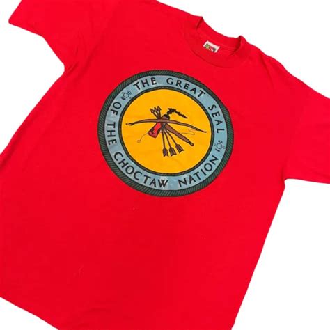 Vintage The Great Seal Of The Choctaw Nation Single Stitch T Shirt Size