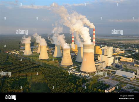 Coal Fired Power Plant Aerial View Large Power Plant Near The Town