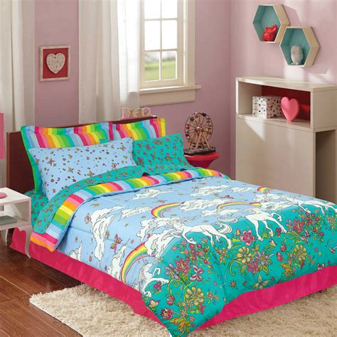 Free shipping on prime eligible orders. Kidz Mix Unicorn Rainbow Bed-in-a-Bag Kids Bedding Set ...
