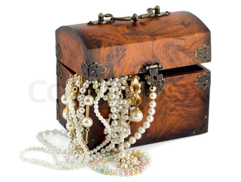 Treasure Chest With Pearl Earrings Stock Image Colourbox