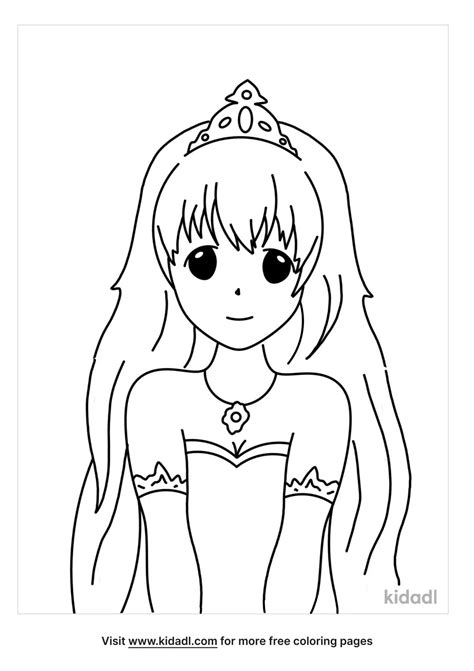 Anime Princess Coloring Page Free Princess Coloring Page Kidadl