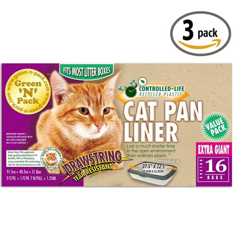Green N Pack Extra Large Drawstring Cat Pan Liner 16 Count