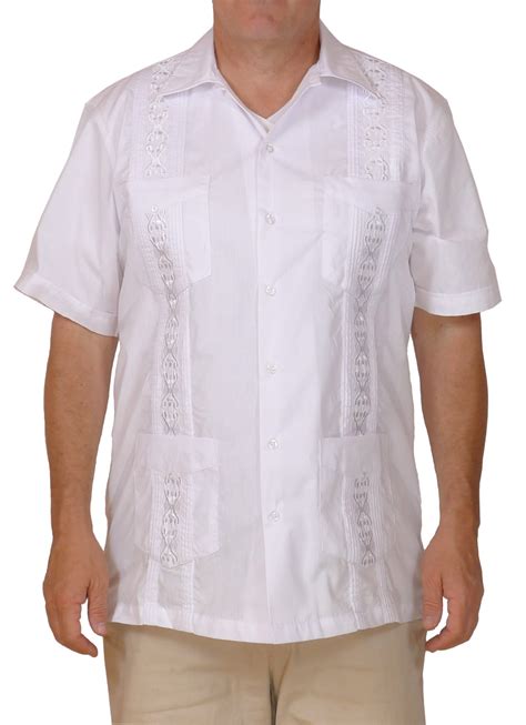 Squish Mens Cuban Style Guayabera Shirt Short Sleeve