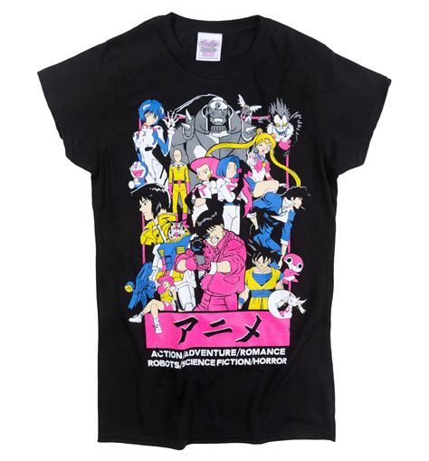 Womens Anime All Stars Black T Shirt