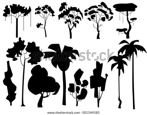 Vector Illustration Set Silhouettes Trees Stock Vector Royalty Free