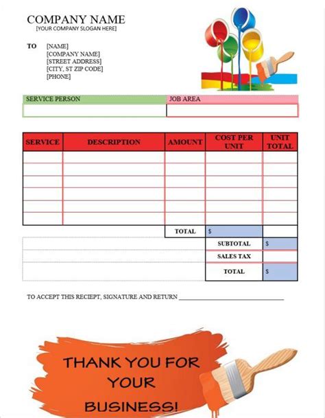 Painting Invoices Invoice Template Invoice Design Templates