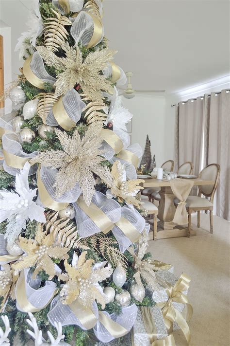 Christmas Gold And White White Christmas Tree Decorations Elegant