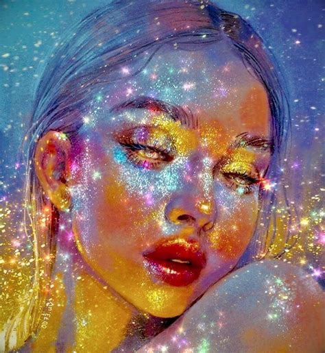 Glamour Sparkle Glossy Girl Rainbow Aesthetic Cover Art Design Portrait Art Aesthetic Art