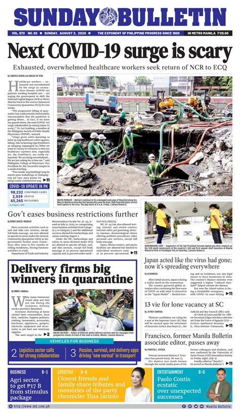 Manila Bulletin August 2 2020 Newspaper Get Your Digital Subscription