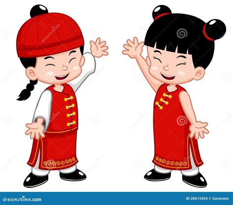 Cartoon Chinese People Card Vector Illustration
