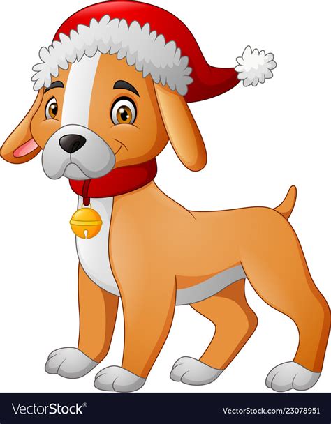 Cartoon Dog Wearing A Santa Hat Royalty Free Vector Image