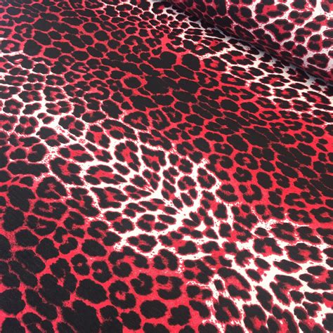 Red Leopard Upholstery Fabric Animal Print Extra Wide Water Etsy